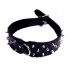 COLLAR PIEL NEGRA 3 FILAS PINCHOS 70CM