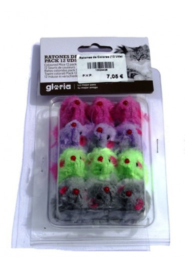 GLORIA  PETS RATONES DE COLORES 12 UDS