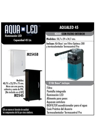 ACUARIO KIT INTERIOR AQUALED PRO 45 NEGRO