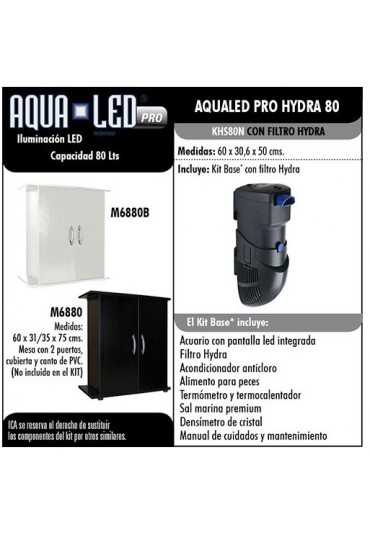 ACUARIO KIT MARINO HYDRA 80L NEGRO