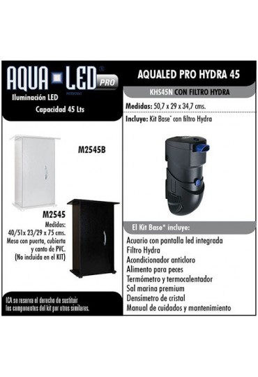 ACUARIO KIT MARINO HYDRA 45L NEGRO