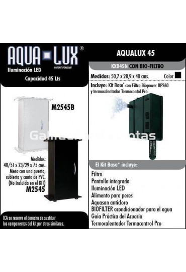 ACUARIO KIT INTERIOR AQUALUX 45 BIO BLANCO