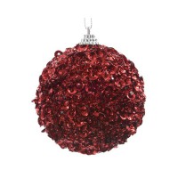 BOLA NAVIDAD ROJA LENTEJUELAS 8CM