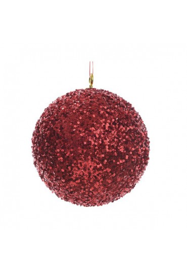 BOLA NAVIDAD LENTEJUELAS ROJA 14CM