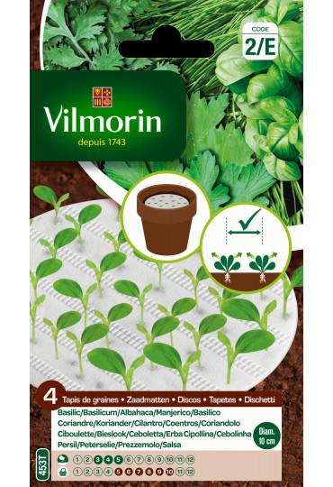 VILMORIN 4 DISCOS 10 CM AROMÁTICAS (ALBAHACA, CILANTRO, CEBOLLETA)