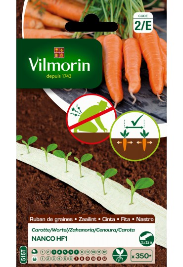 VILMORIN 2 CINTAS SEMILLAS ZANAHORIA NANCO 2X25M