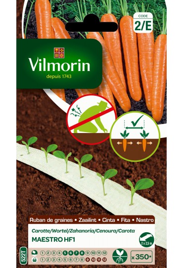 VILMORIN 2 CINTAS SEMILLAS ZANAHORIA MAESTRO 2X2,5CM