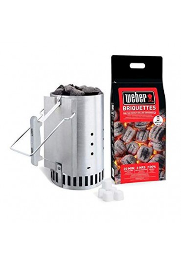 WEBER SET CHIMENEA DE ENCENDIDO+2 KG DE BRIQUETAS