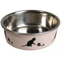 COMEDERO GATO INOXIDABLE BELLA 10CM ROSA