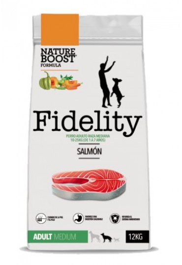 FIDELITY ADULTO RAZAS MEDIANAS PESCADO SALMON 12 KG