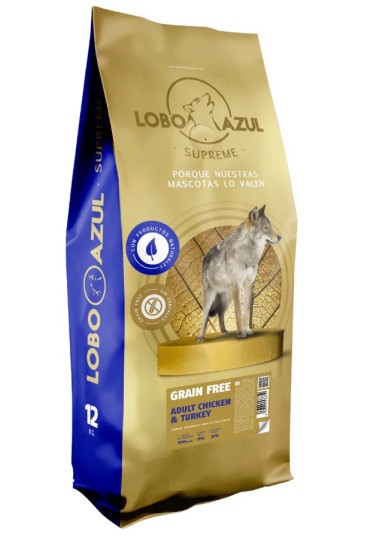 Lobo Azul Grain Free Adult Pollo & Pavo 12Kg