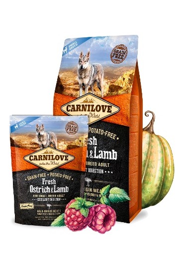CARNILOVE FRESH OSTRICH & LAMB DIGE SMALL 1,5 KG.