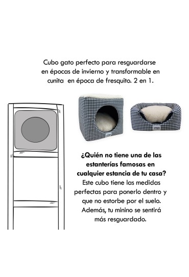 Cubo Vichy Negro T-U 33X33x33cm