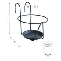 SOPORTE MACETA GANCHOS ANTRACITA
