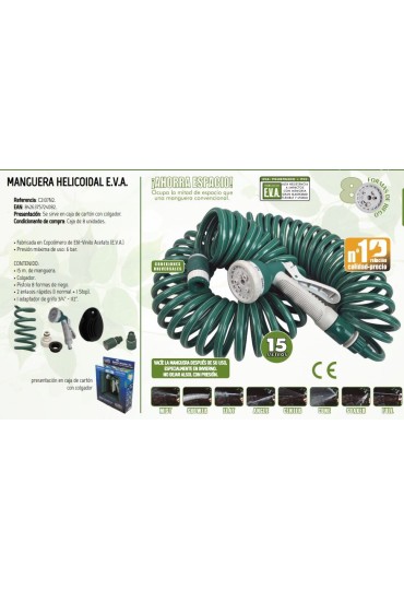 Manguera Helicoidal Eva 15M + Pistola 7 Formas