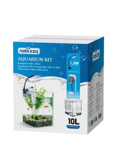 Kit Acuario 10L+Filtro 3W+Luz Clip 1.5W 20X20x25cm