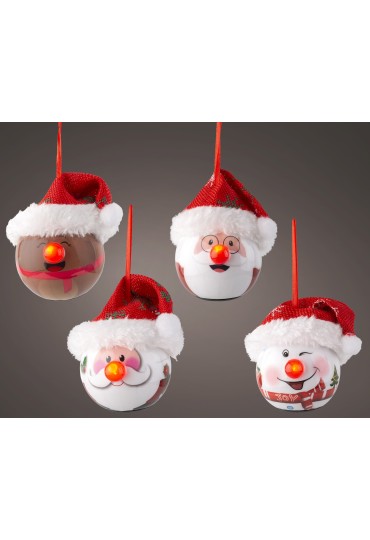 Bola Led Navidad Caras Con Gorro 026061
