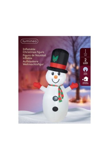 Muñeco nieve inflable iluminado 75x120x180cm 49002-2